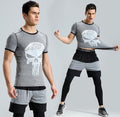 The Punisher 'Heathered' Grey Short Sleeve Compression Rashguard-RashGuardStore