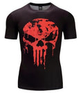 The Punisher 'Melting Blood Skull' Short Sleeve Compression Rashguard-RashGuardStore