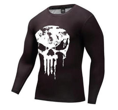 The Punisher 'Melting Skull' Long Sleeve Compression Rashguard-RashGuardStore
