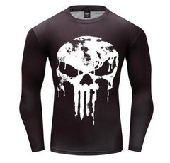 The Punisher 'Melting Skull' Long Sleeve Compression Rashguard-RashGuardStore