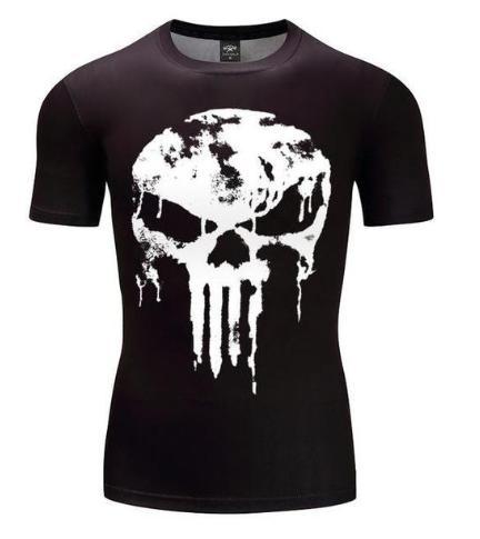 The Punisher 'Melting Skull' Short Sleeve Compression Rashguard-RashGuardStore