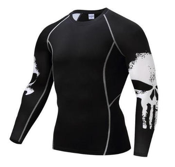 The Punisher 'Skull Sleeves' Long Sleeve Compression Rashguard-RashGuardStore