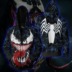 Venom 'Blue Comic' Zip Up Hoodie-RashGuardStore