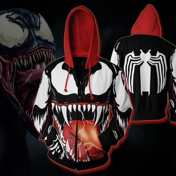 Venom 'Red Comic' Zip Up Hoodie-RashGuardStore