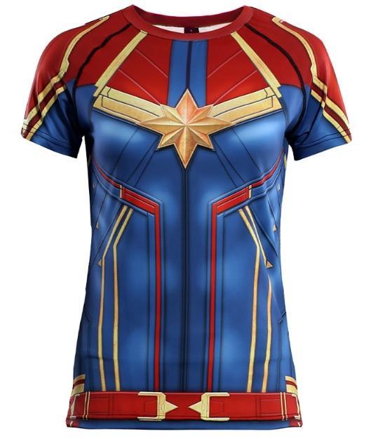 Women's Captain Marvel Carol Danvers Compression Short Sleeve Rashguard-RashGuardStore