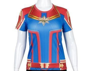 Women's Captain Marvel Carol Danvers Dri-Fit Short Sleeve Rashguard-RashGuardStore