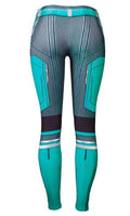 Women's Captain Marvel Carol Danvers 'Star Force' Green Kree Compression Leggings-RashGuardStore