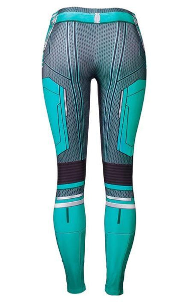 Women's Captain Marvel Carol Danvers 'Star Force' Green Kree Compression Leggings-RashGuardStore