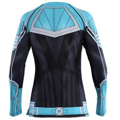 Women's Captain Marvel Carol Danvers 'Star Force' Kree Compression Long Sleeve Rashguard-RashGuardStore
