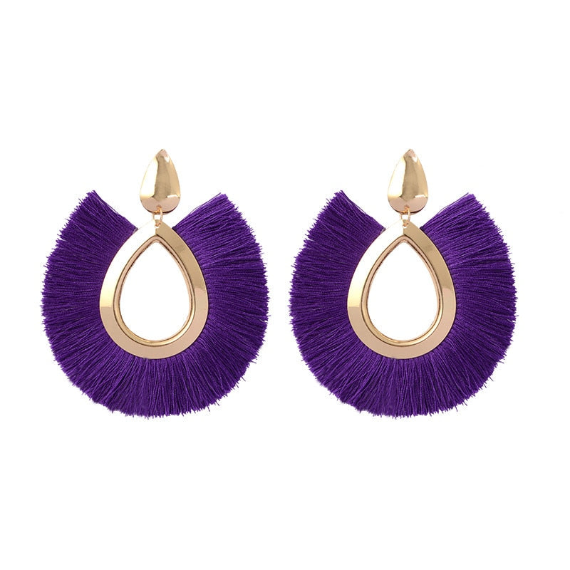 Tear Drop Fringe Tassel Earrings