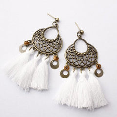 Bohemian Post Fringe Earrings With Colorful Tassels