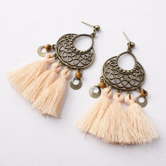 Bohemian Post Fringe Earrings With Colorful Tassels