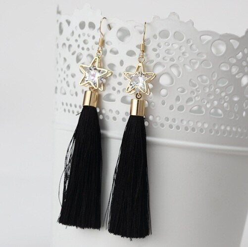 Star Pendant and Tassel Drop Earring