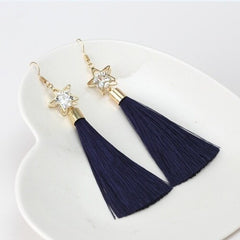Star Pendant and Tassel Drop Earring