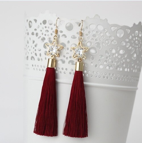 Star Pendant and Tassel Drop Earring