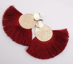 Golden Round Summer Fringe Earrings