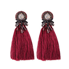 Crystal and Gem Burst Tassel Earrings