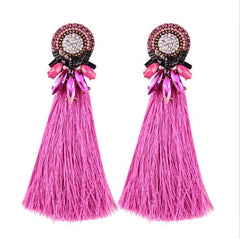 Crystal and Gem Burst Tassel Earrings