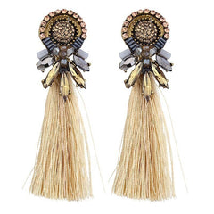 Crystal and Gem Burst Tassel Earrings