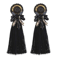 Crystal and Gem Burst Tassel Earrings