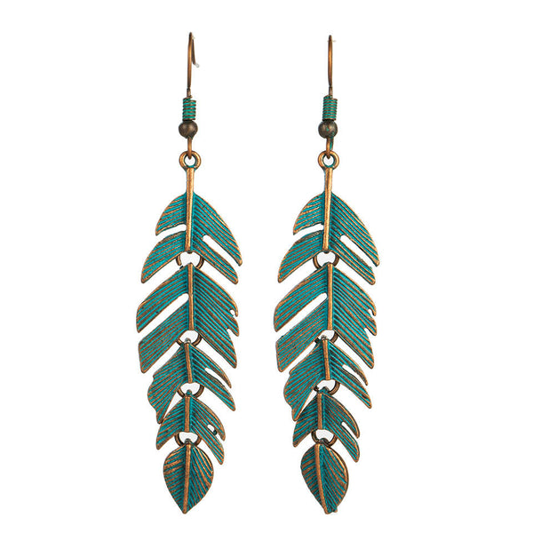 Acrylic Green Feather Drop Earrings ( Varied Styles )
