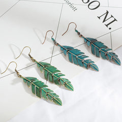 Acrylic Green Feather Drop Earrings ( Varied Styles )