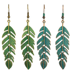 Acrylic Green Feather Drop Earrings ( Varied Styles )