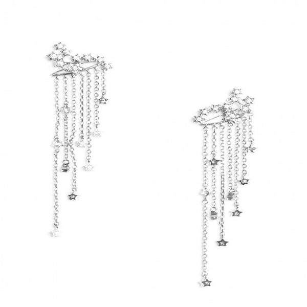 Star Pendant and Rhinestone Drop Earrings