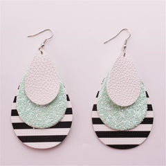 Acrylic Tear Drop And Stripped Drop Earrings