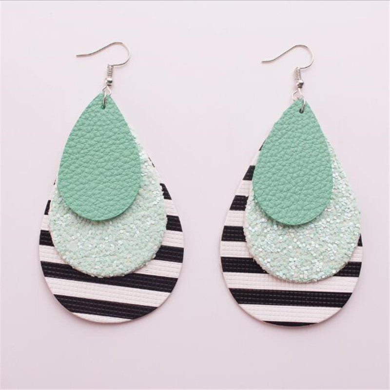 Acrylic Tear Drop And Stripped Drop Earrings