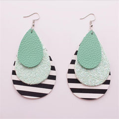 Acrylic Tear Drop And Stripped Drop Earrings