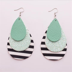 Acrylic Tear Drop And Stripped Drop Earrings