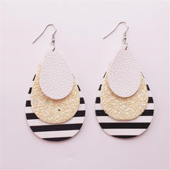 Acrylic Tear Drop And Stripped Drop Earrings