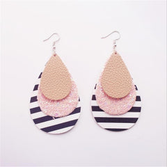 Acrylic Tear Drop And Stripped Drop Earrings