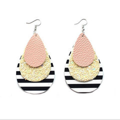 Acrylic Tear Drop And Stripped Drop Earrings