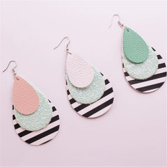 Acrylic Tear Drop And Stripped Drop Earrings