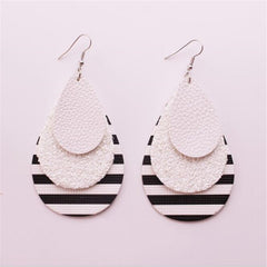 Acrylic Tear Drop And Stripped Drop Earrings