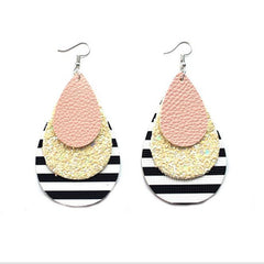 Acrylic Tear Drop And Stripped Drop Earrings