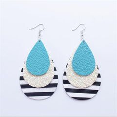 Acrylic Tear Drop And Stripped Drop Earrings