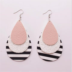 Acrylic Tear Drop And Stripped Drop Earrings