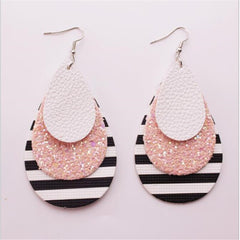 Acrylic Tear Drop And Stripped Drop Earrings