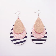 Acrylic Tear Drop And Stripped Drop Earrings