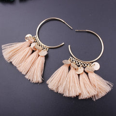 Golden Hoop Coin Charm and Fringe Earrings