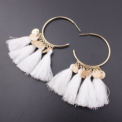 Golden Hoop Coin Charm and Fringe Earrings