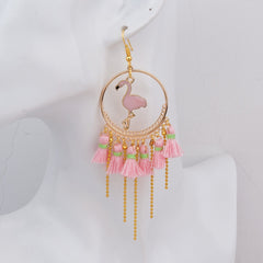 Flamingo Fringe Golden Hoop Earrings