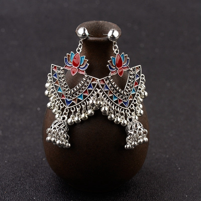 Egyptian Lotus Gypsy Bell Post Earrings