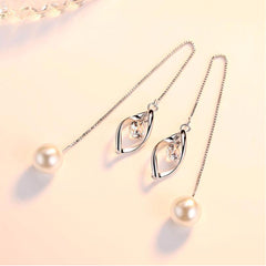 Tear Drop Gem and Sterling Silver Pearl Drop Earrings