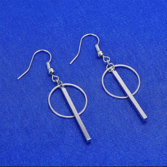 Sterling Silver Linear Pendant And Hoop Earrings