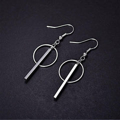 Sterling Silver Linear Pendant And Hoop Earrings