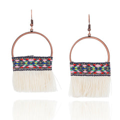 Native American Style Bead Paintbrush Fringe Earrings